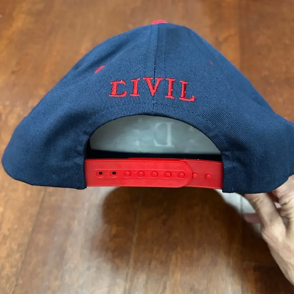 Civil Regime Navy and Red Baseball Cap with White Embroidered Lettering, NWOT
